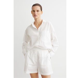 H&M white poplin shirt and boxer short set NWT